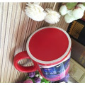 Haonai 11OZ glazed color mug ceramic sublimation coffee mug,red and black with customized design